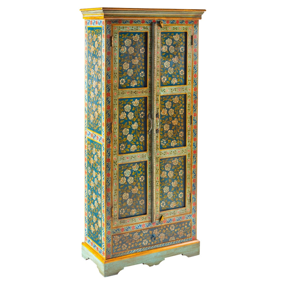 Armadio orientale dipinto verde blu