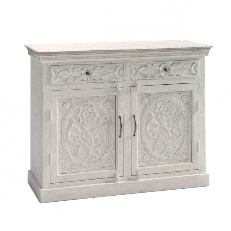 Buffet etnico bianco anticato