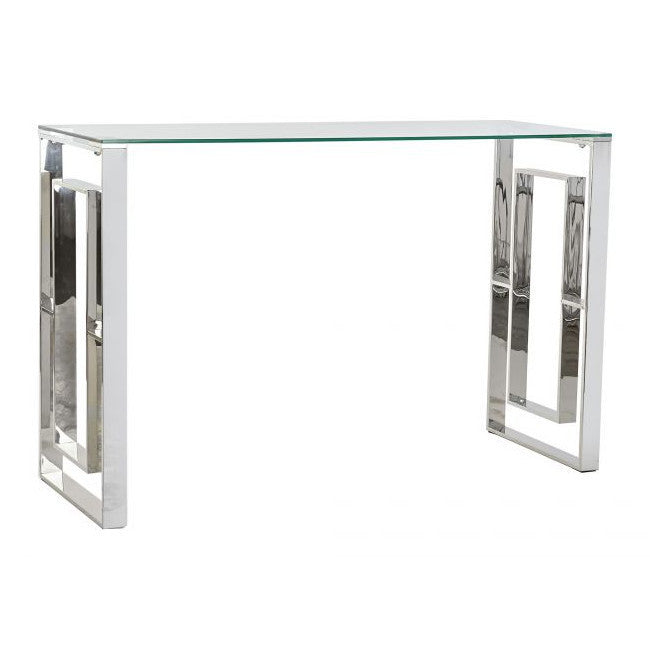 Consolle design acciaio e cristallo