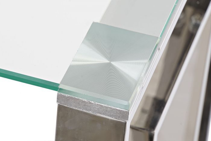 Consolle design acciaio e cristallo