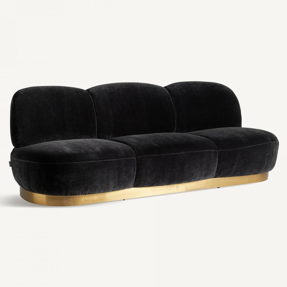 Divano Sofà Art Déco in Nero e Oro