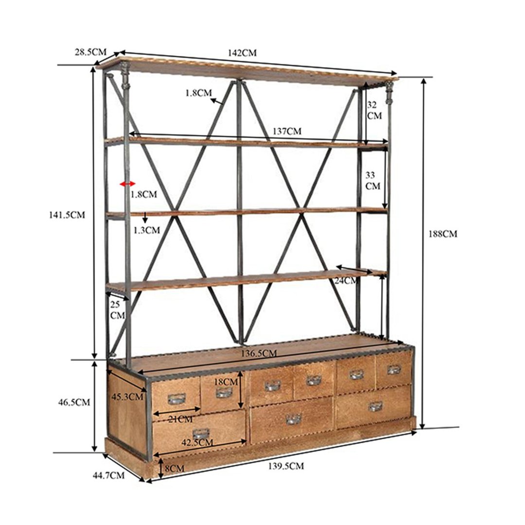 Libreria industrial con cassetti