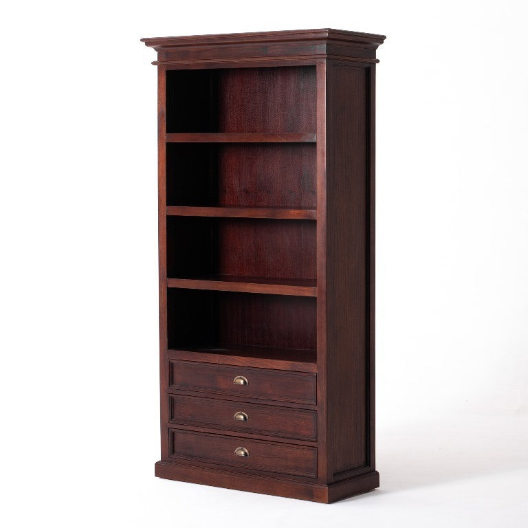 Libreria 3 cassetti mogano