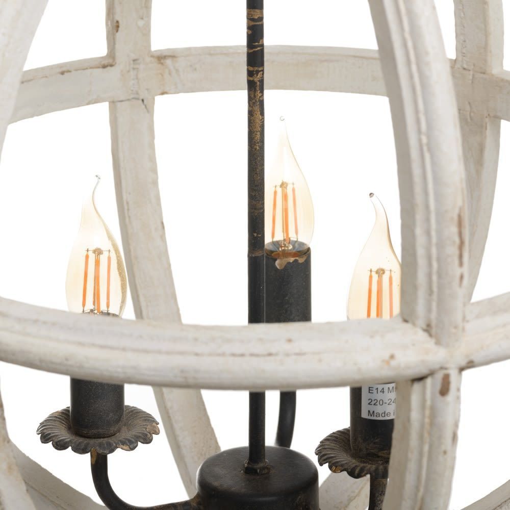 Lampadario sfera anticato bianco