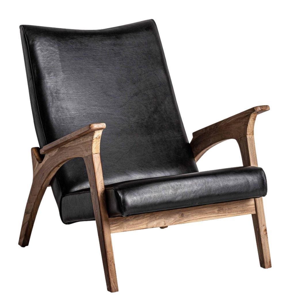 Poltrona vintage teak e pelle