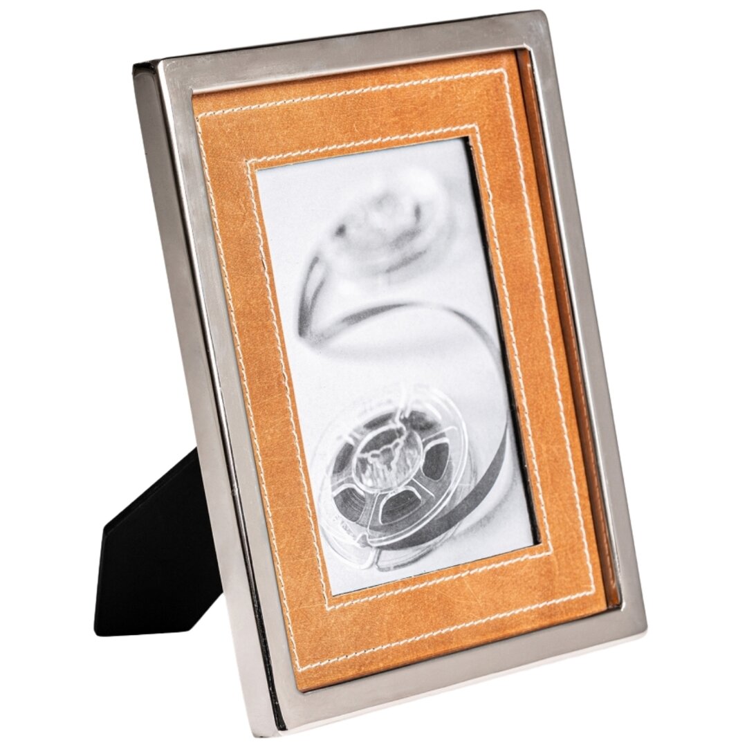 Portafoto design pelle e acciaio