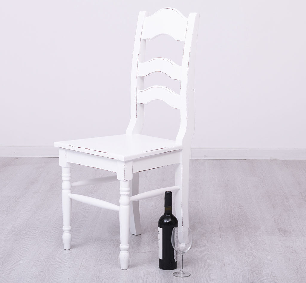 Sedia legno massello bianco shabby