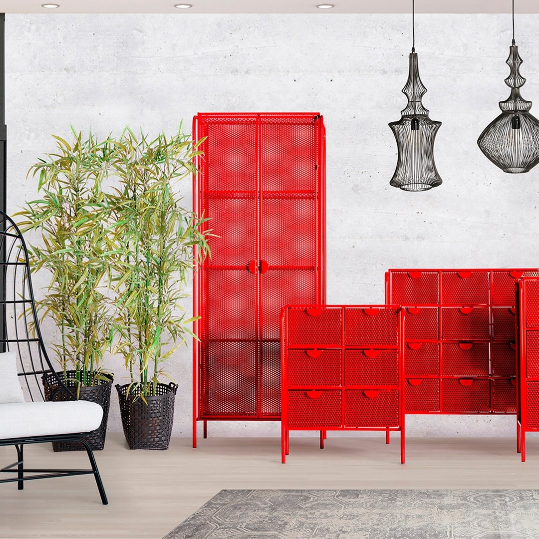 Armadio industrial chic rosso
