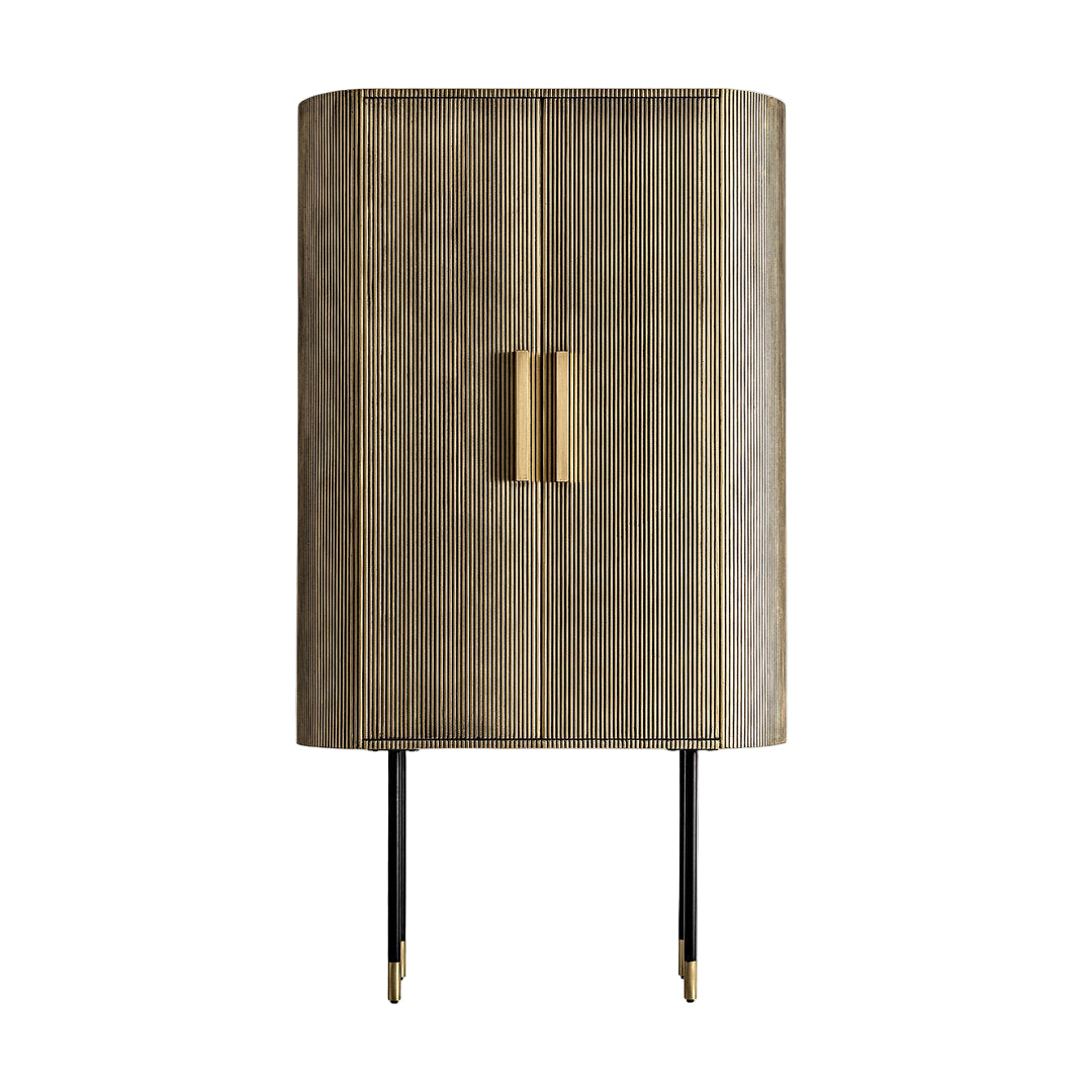 Armadio orientale chic dorato in ferro e marmo artigianale