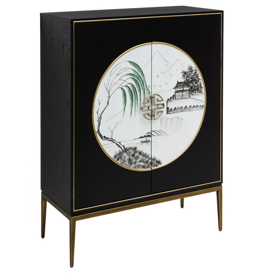 Armadio orientale nero dipinto