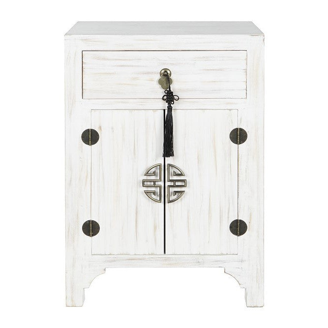 Comodino orientale bianco shabby