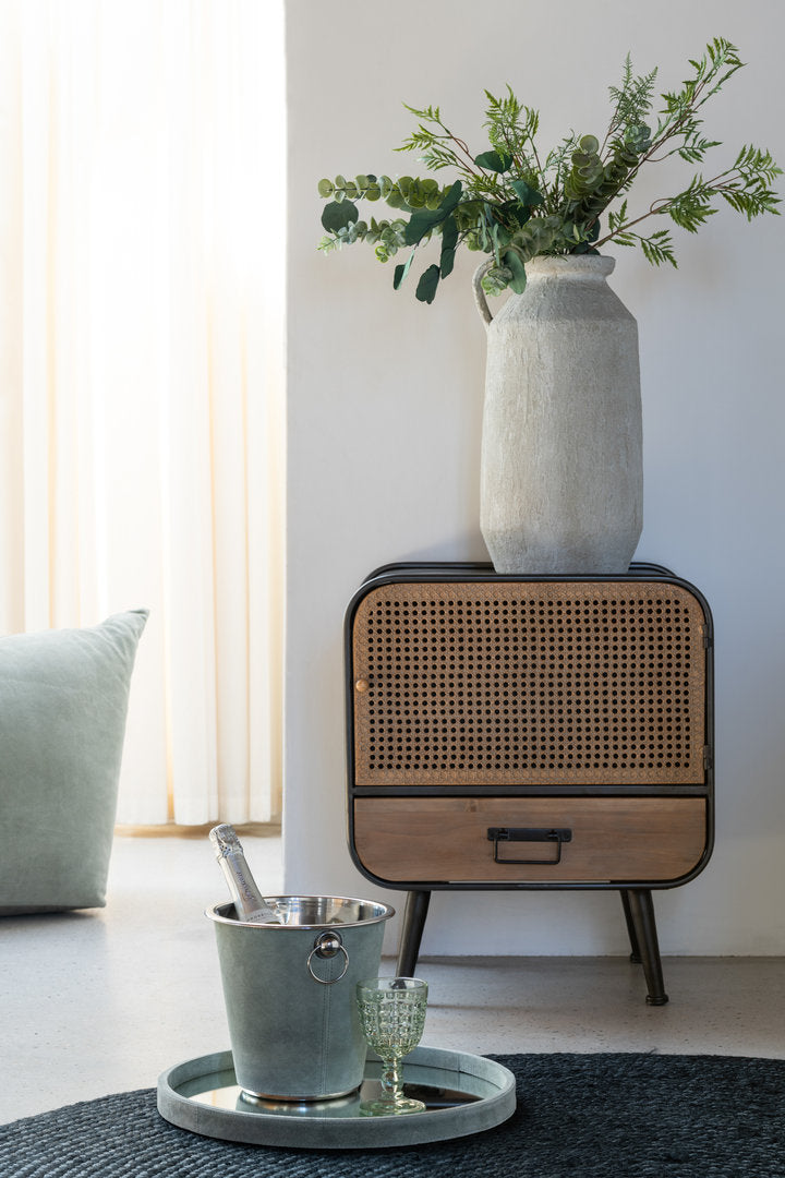 Comodino vintage legno e metallo