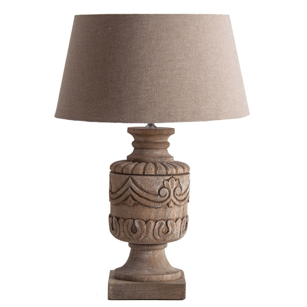 Lampada etnica in mango intagliato