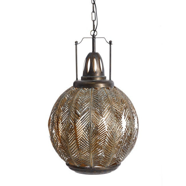 Lampadario metallo intarsiato dorato