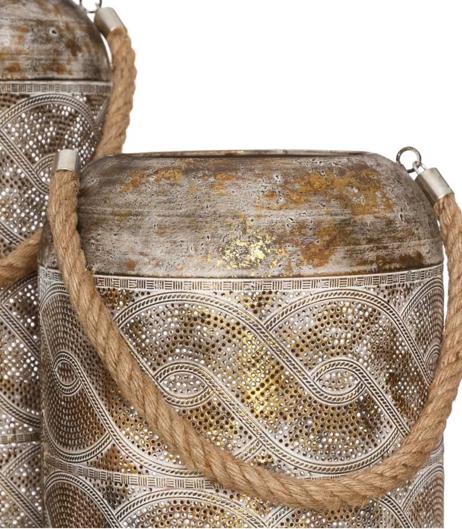 Lanterna etnica in metallo anticato