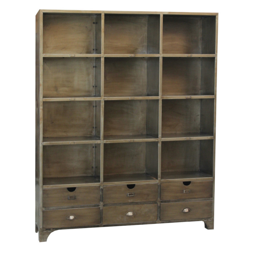 Libreria industrial in ferro anticato