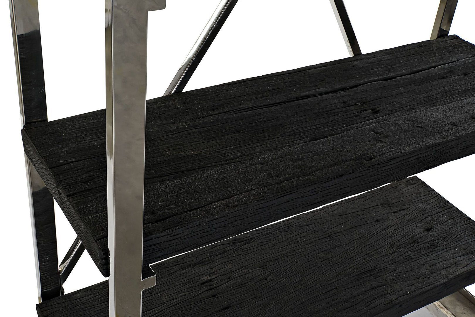 Libreria living acciaio e legno