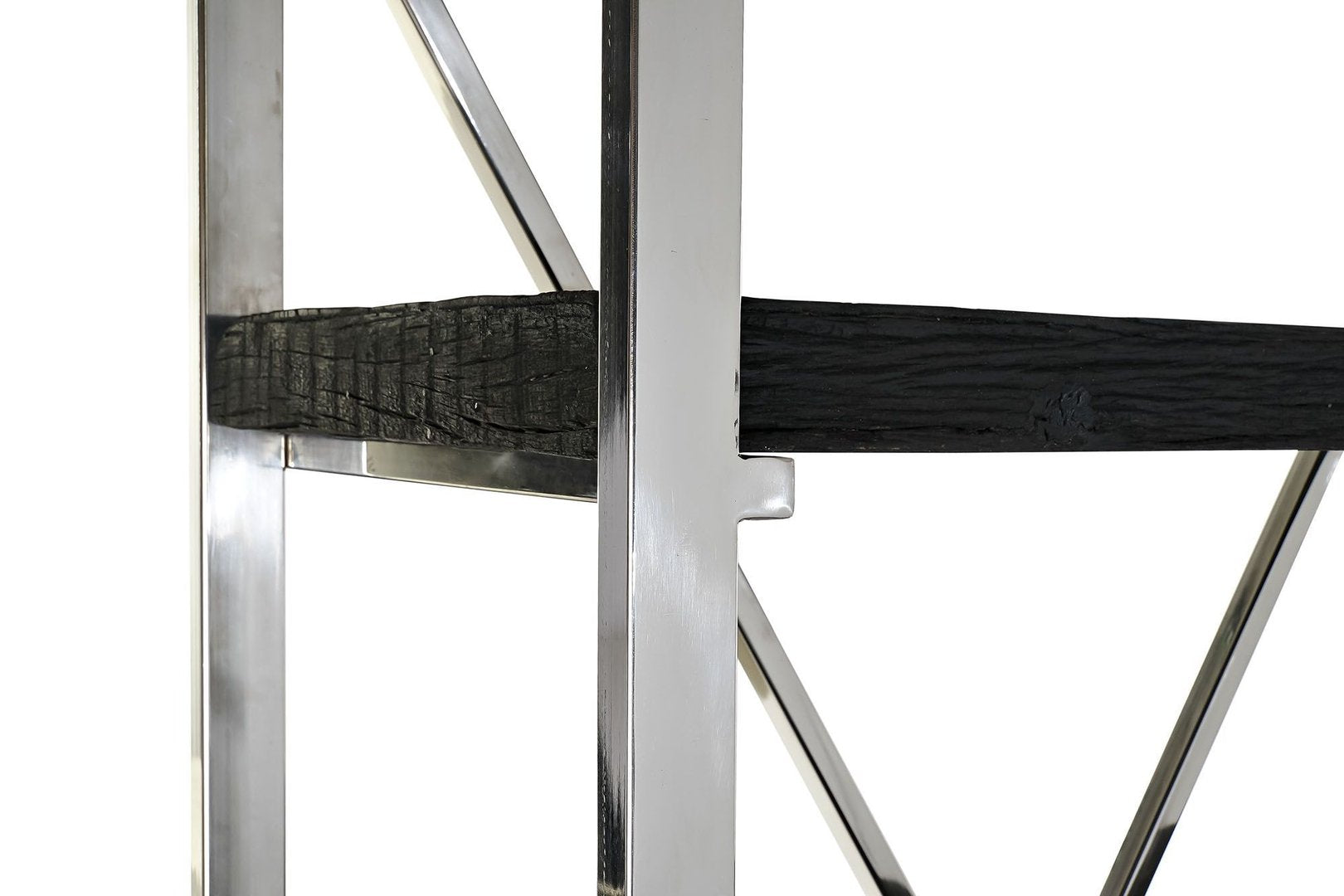 Libreria living acciaio e legno