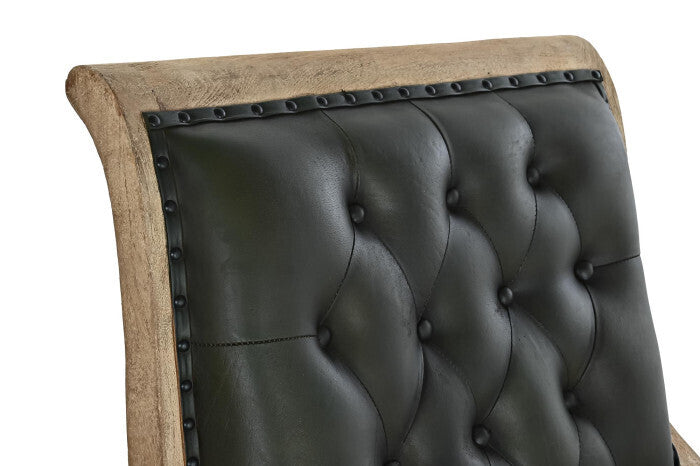 Poltrona vintage legno di mango e pelle