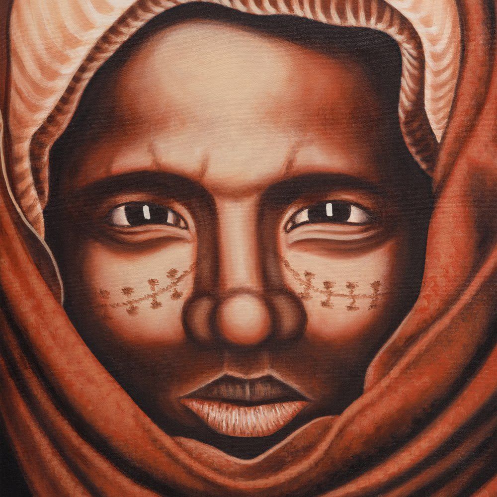 Quadro viso donna afro