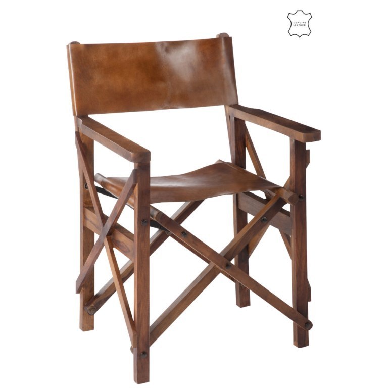 Sedia regista pieghevole legno e cuoio