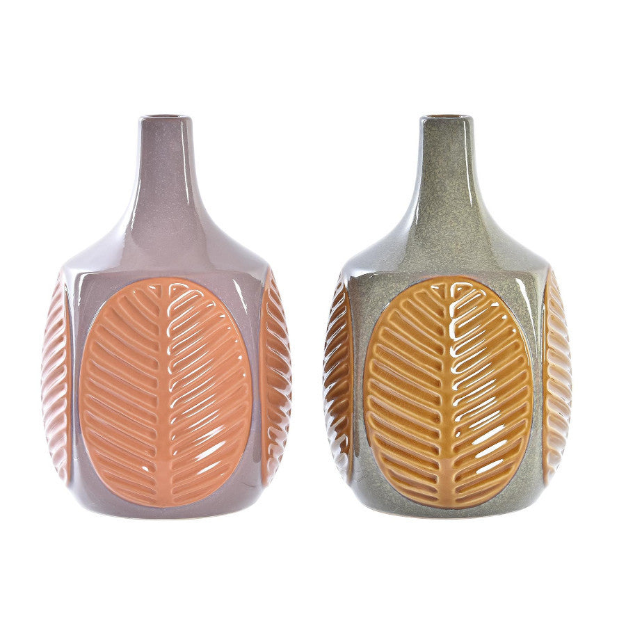 Set 2 Vasi multicolor foglia porcellana