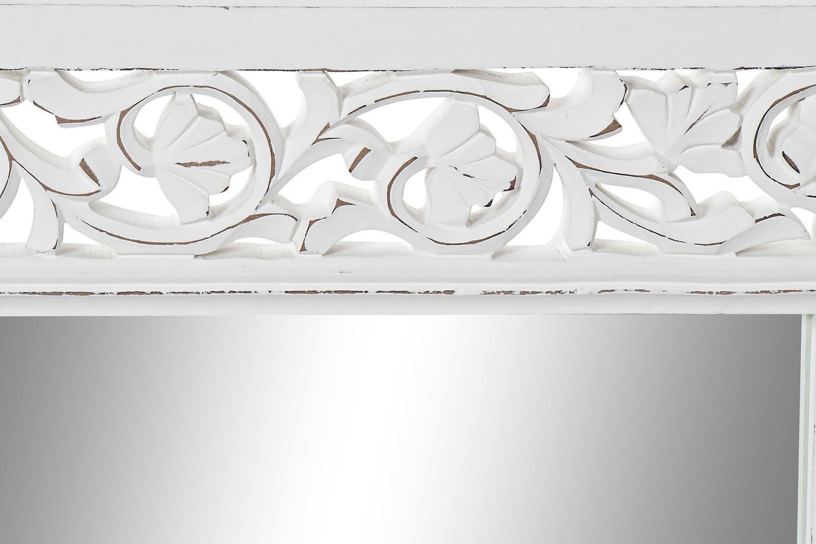 Specchio bianco legno intagliato
