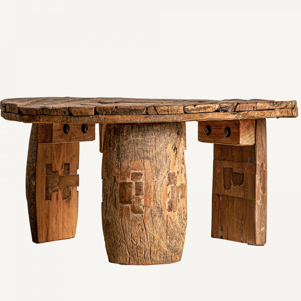 Tavolino tondo etnico invecchiato