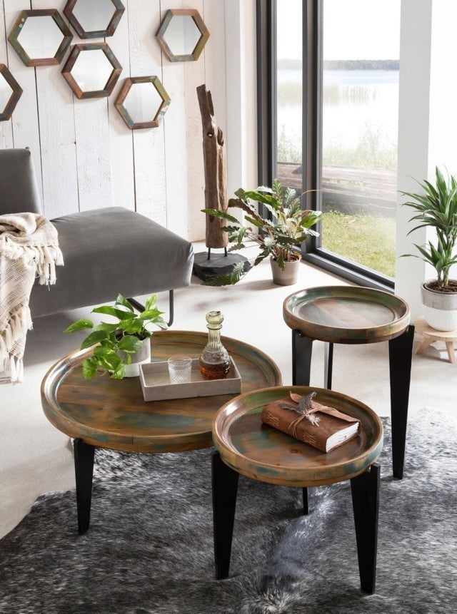 Tavolino rotondo industrial color river