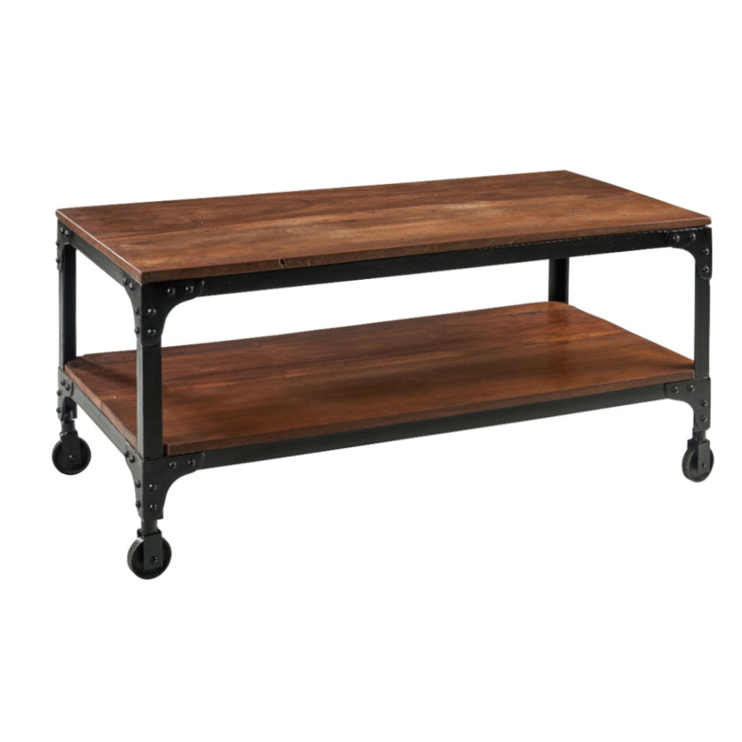 Tavolo basso industrial con ruote