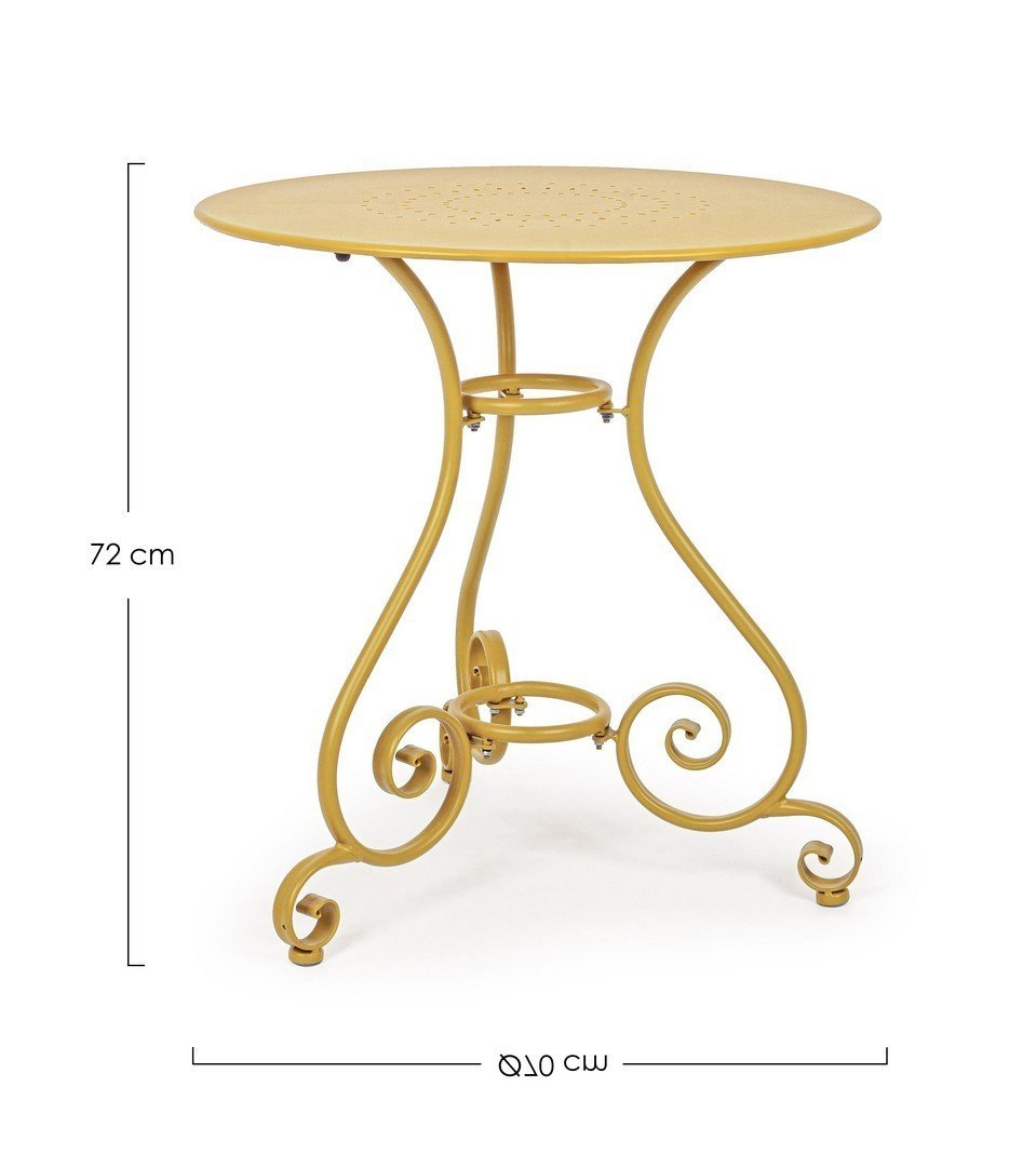 Tavolo tondo da giardino giallo