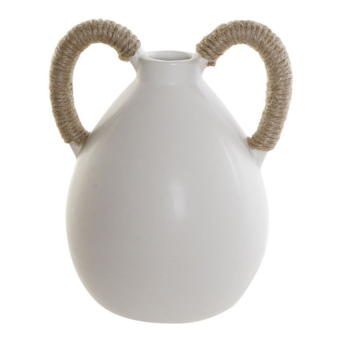 Vaso bianco manici corda