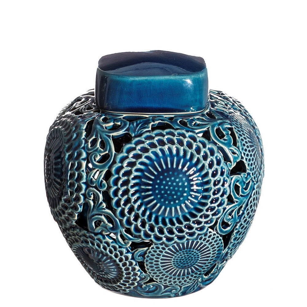Vaso etnico blu in ceramica