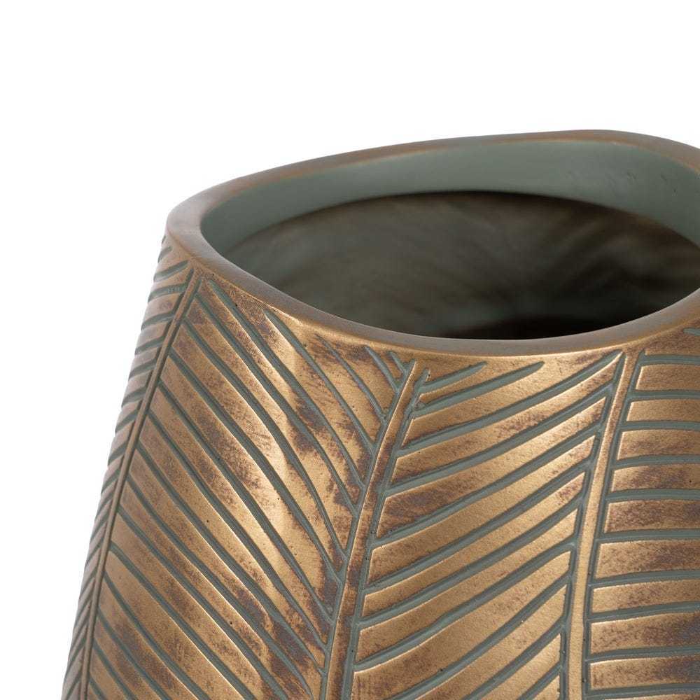 Vaso orientale decorato verde oro