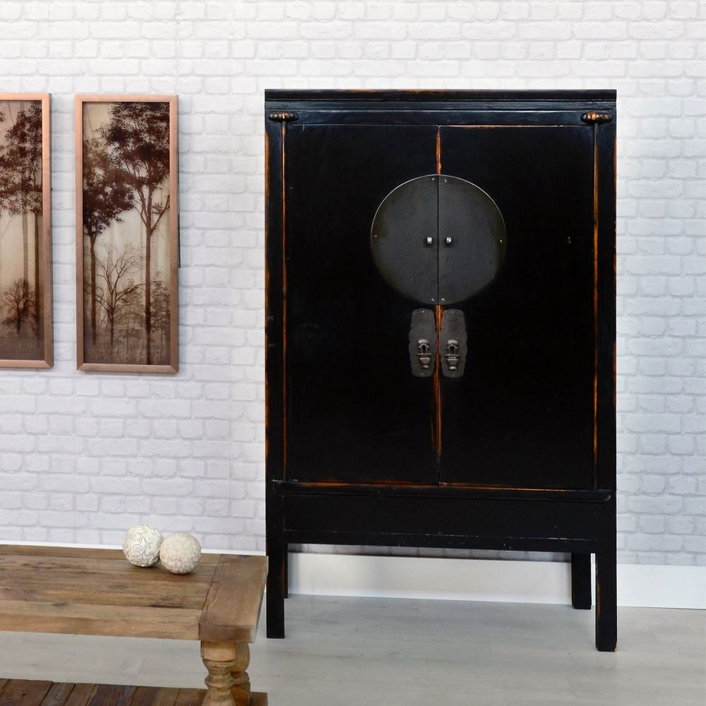 Armadio cinese shabby nero