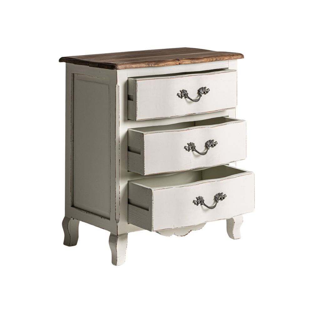 Comodino country shabby bianco