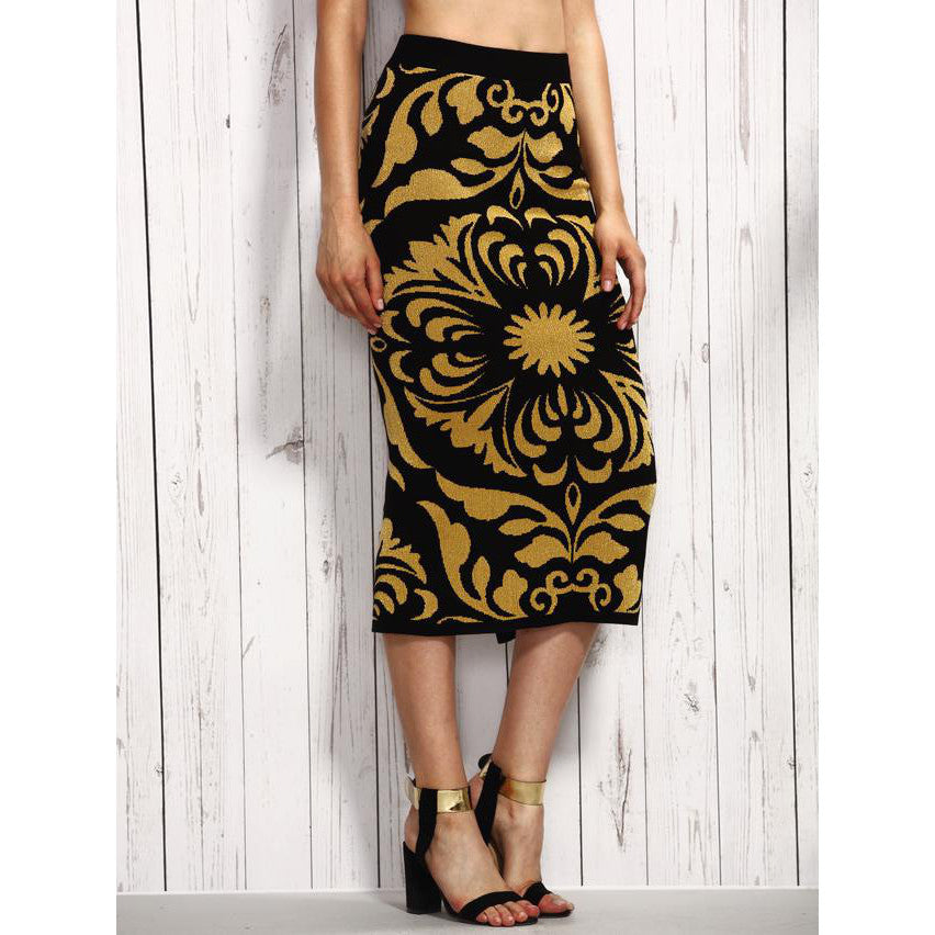Gonna elegante nero e oro
