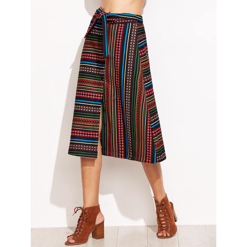 Gonna a stisce stile etnico