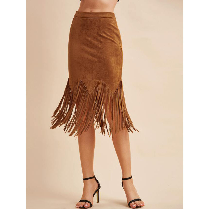 Gonna vintage chic in camoscio