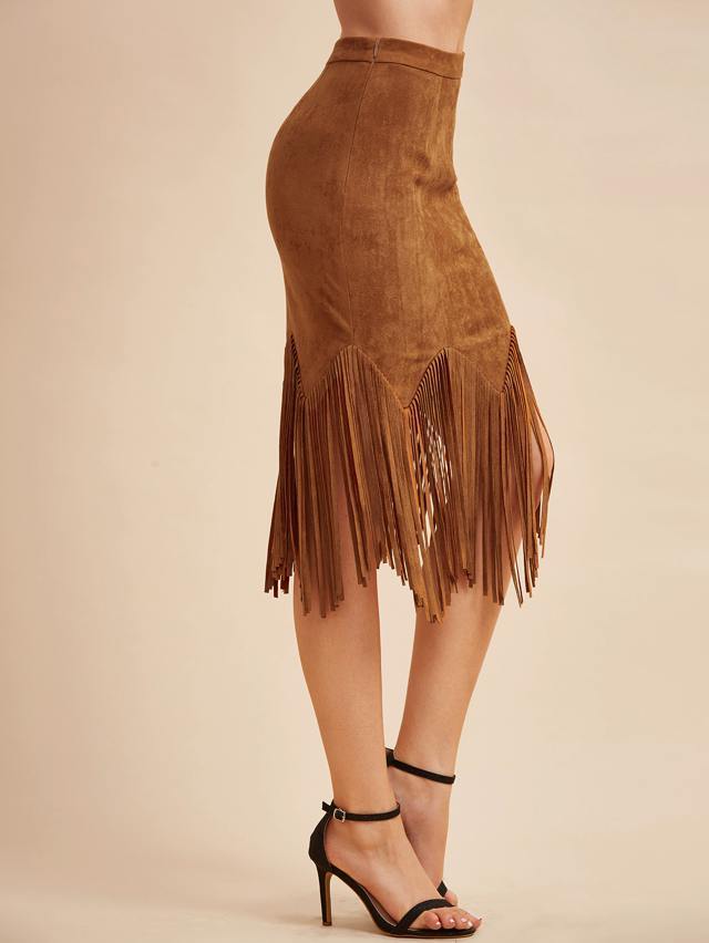 Gonna vintage chic in camoscio