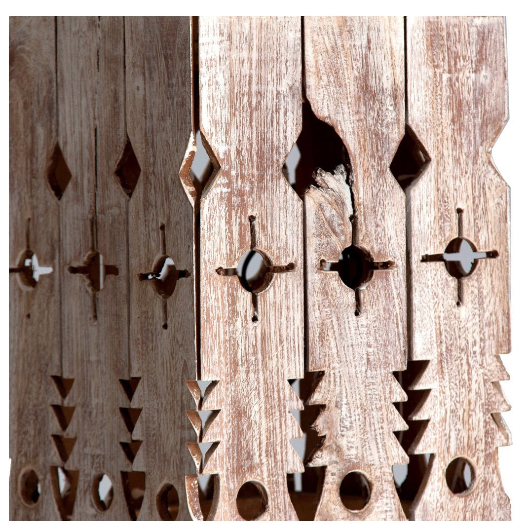 Lampadario coloniale  in legno naturale