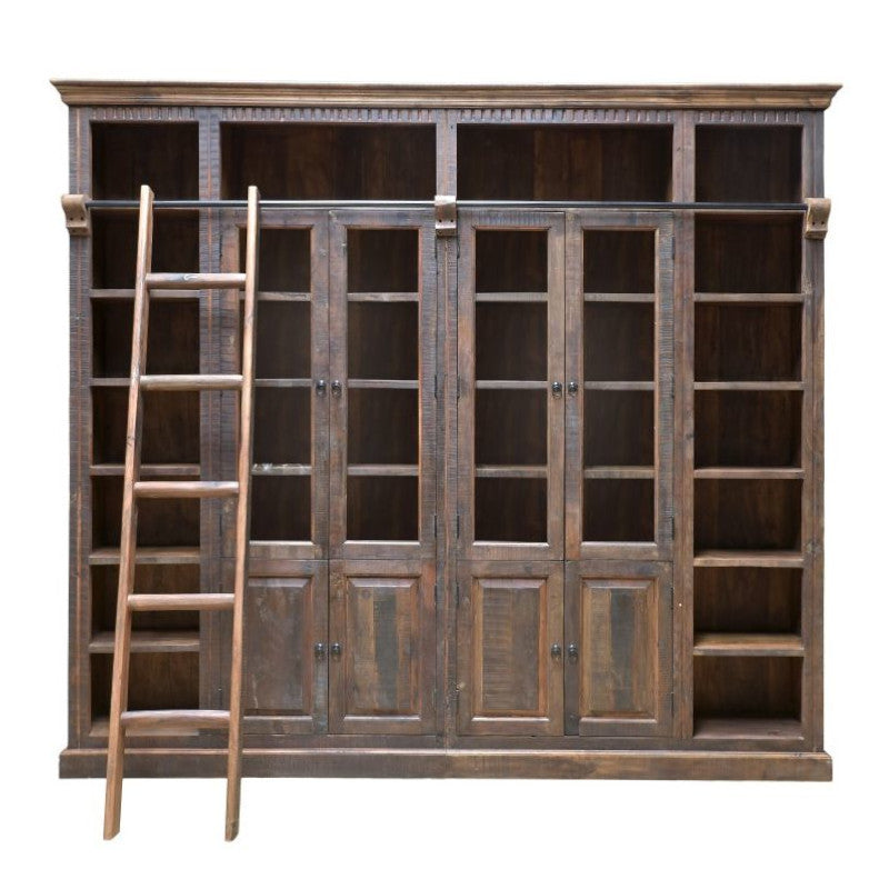 Libreria biblioteca legno massello anticato