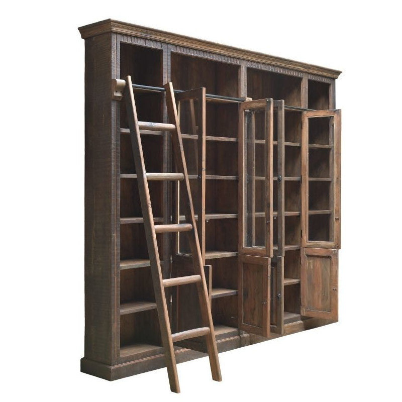 Libreria biblioteca legno massello anticato