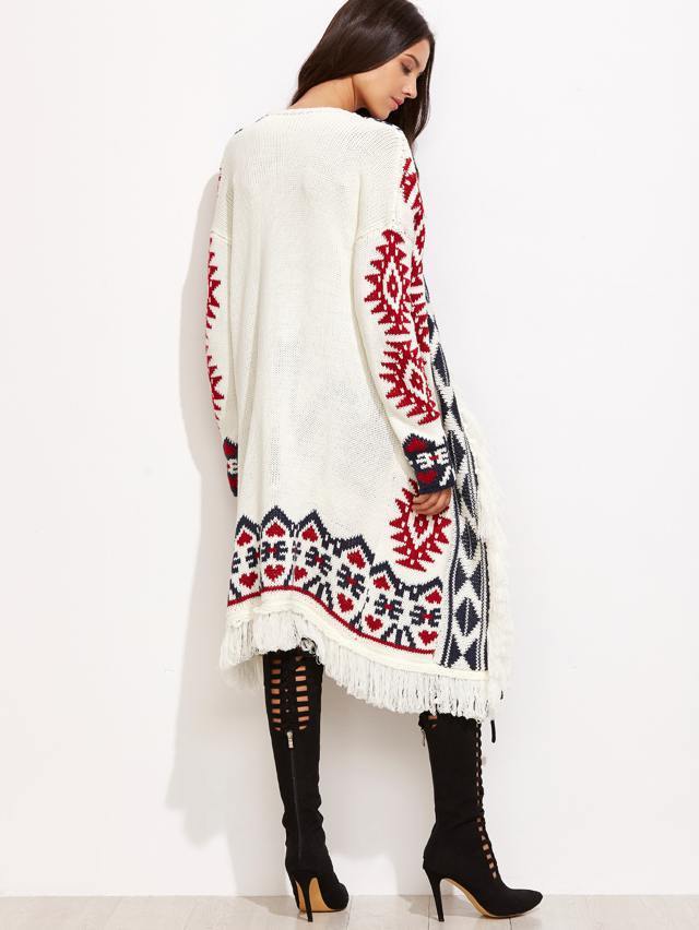 Maglione lungo frange