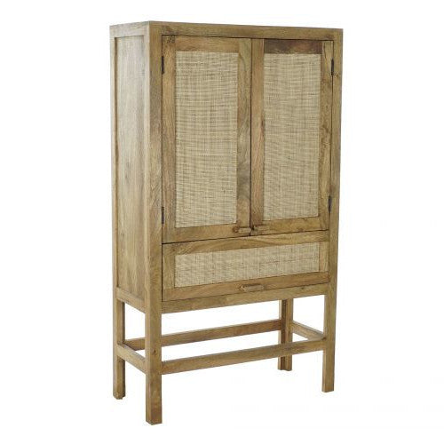 Mobile buffet alto legno rattan