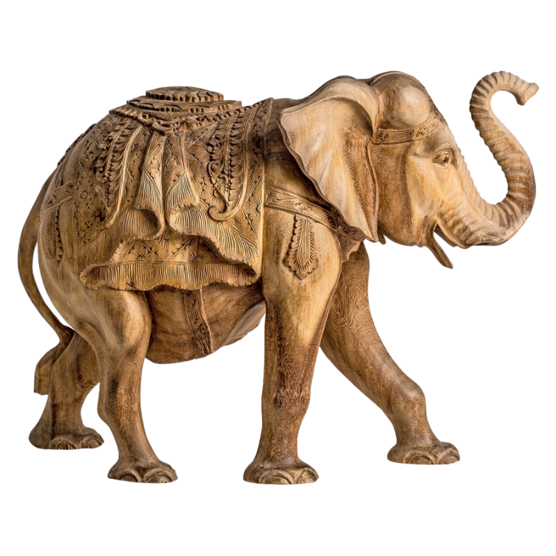 Scultura elefante legno tropicale