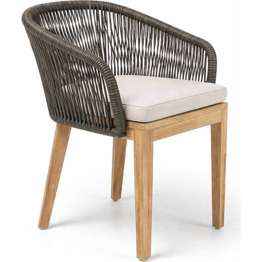 Sedia outdoor Dakota in teak e corda Cappuccino elegante