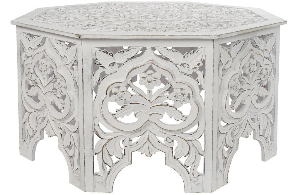 Tavolino indiano bianco shabby