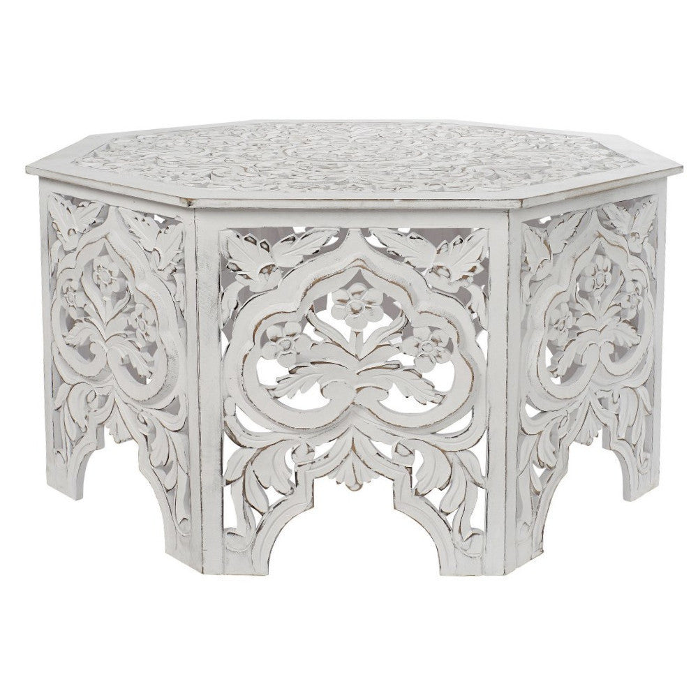 Tavolino indiano bianco shabby