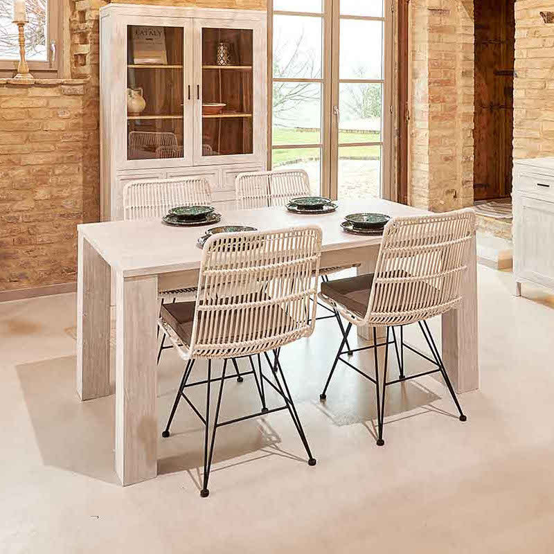 Tavolo legno teak sbiancato minimal